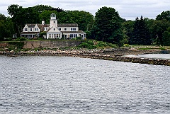 Poplar Point Lighthouse Protected By Jetty in Rhode Island